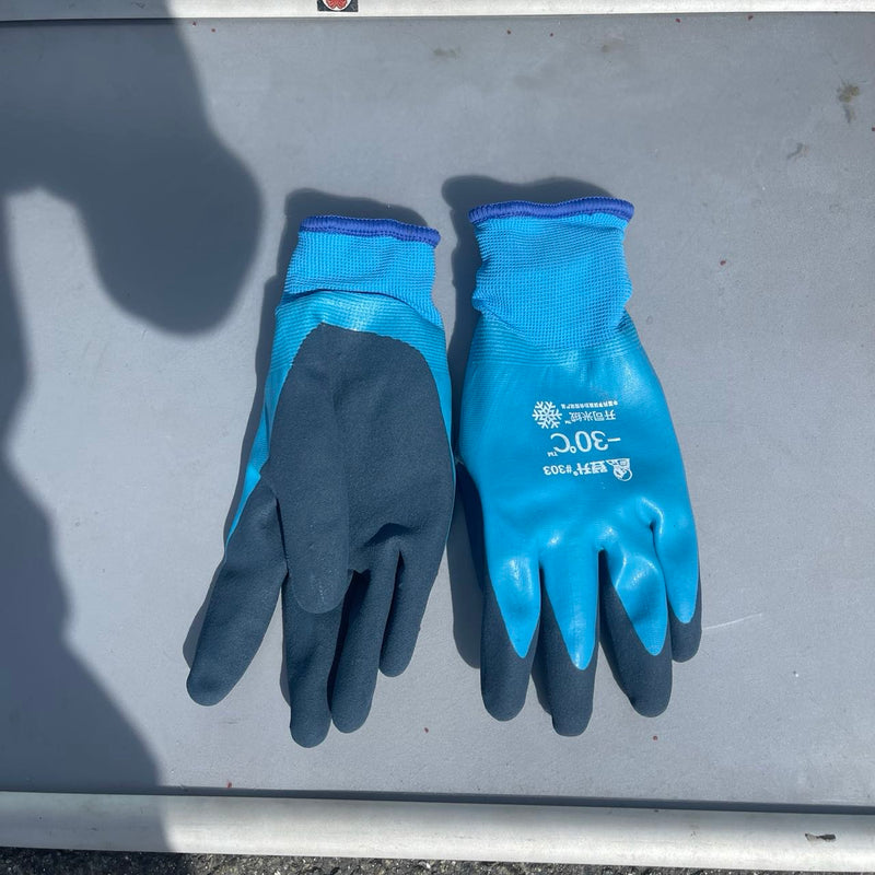 Перчатки голубой -30℃ акриловые рифленые утепленные, 2-ой облив