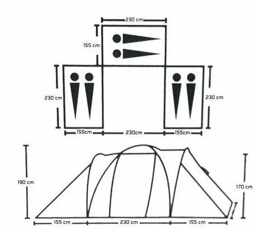 Палатка 1699-3-ти местная летняя 540х230х180см
