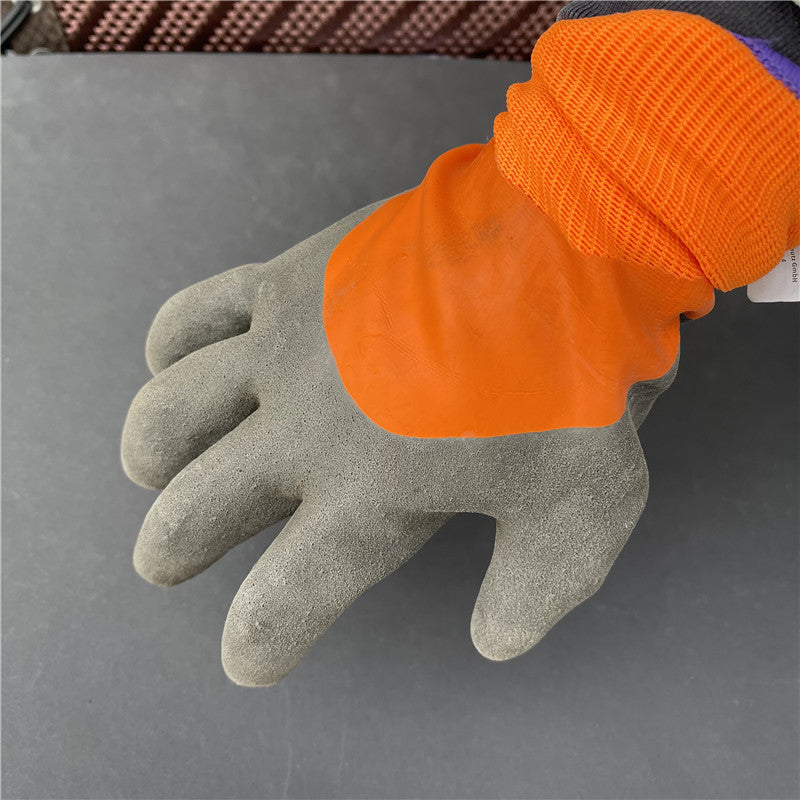 Перчатки Оранжевый -30℃ акриловые рифленые утепленные, 2-ой облив