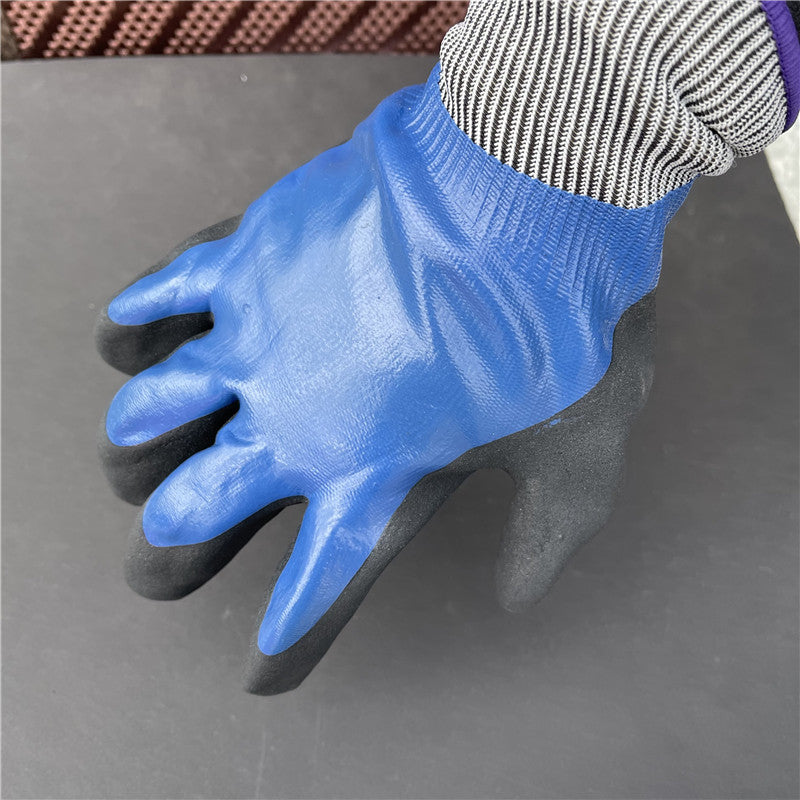 Перчатки синий -30℃ акриловые рифленые утепленные, 2-ой облив